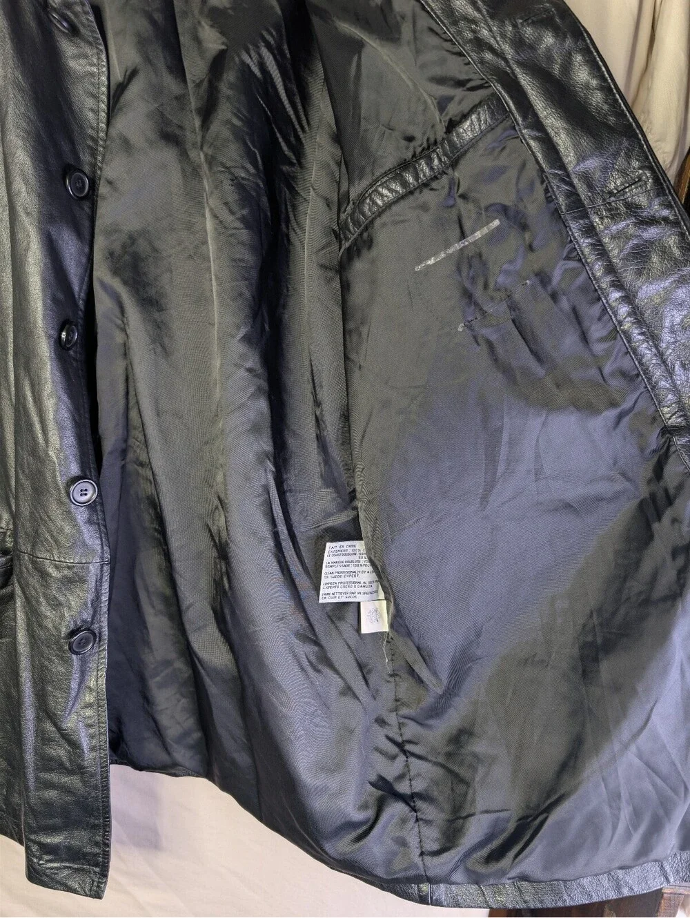 Excelled Black Leather Jacket with Polyester Lining